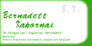 bernadett kapornai business card